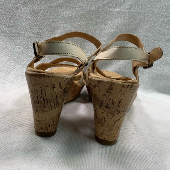 Naturalizer Wedge Beaded‎ Sandal N5 Comfort Cream Off White Cork Size 9.5 - Picture 2 of 8